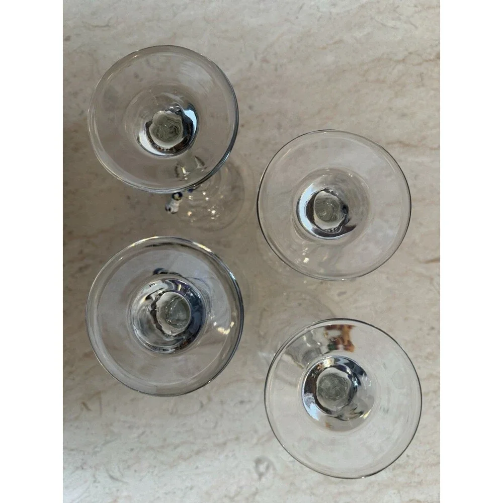 Arbys Etched Libbey Christmas Tree Lot of 4 Wine Glasses 8oz Vintage No Gold Rim